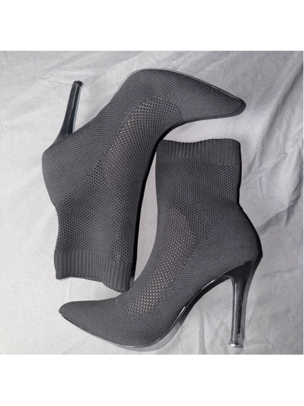 Charles by Charles David Black Knit Sock Booties Pointed Toe Stiletto Heels 8M